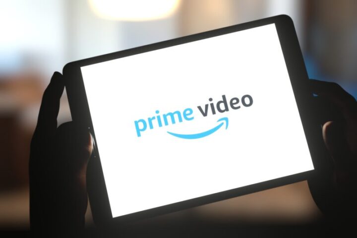 Logo of Prime Video, an on-demand video streaming service owned by Amazon, displayed on tablet screen. Editorial 3d rendering.