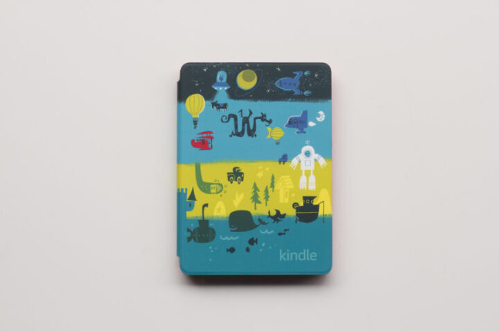 Portland, OR, USA - Dec 30, 2020: Amazon Kindle Kids Edition (10th generation) with space station cover isolated on white. Kindle Kids Edition is a Kindle designed for kids, with parental controls.