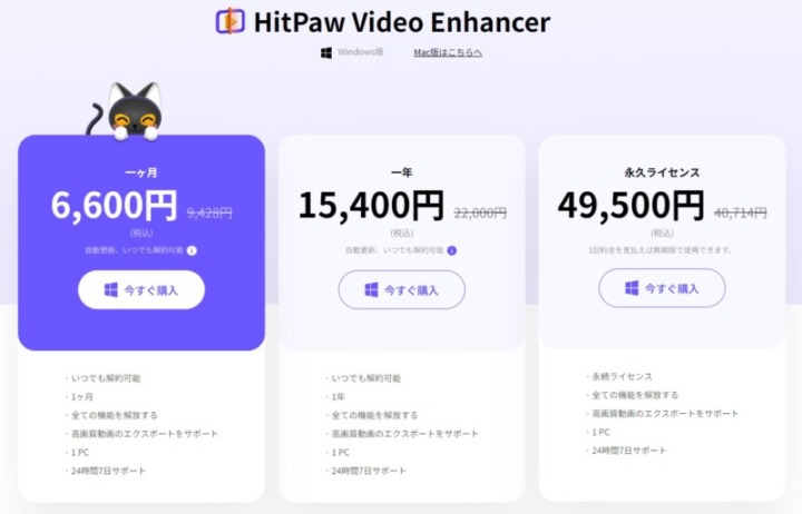 HitPaw Video Enhancerの価格