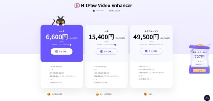 HitPaw Video Enhancer有料ライセンス購入方法
